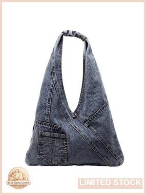 Denim Hobo Shoulder Bag Casual Tote Handbag Magnetic Closure